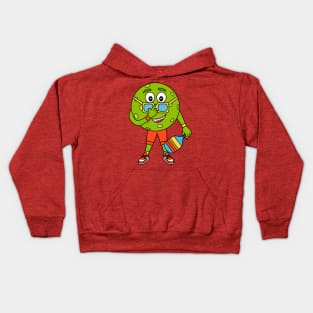 Funny Green Pickleball ball with paddle Kids Hoodie